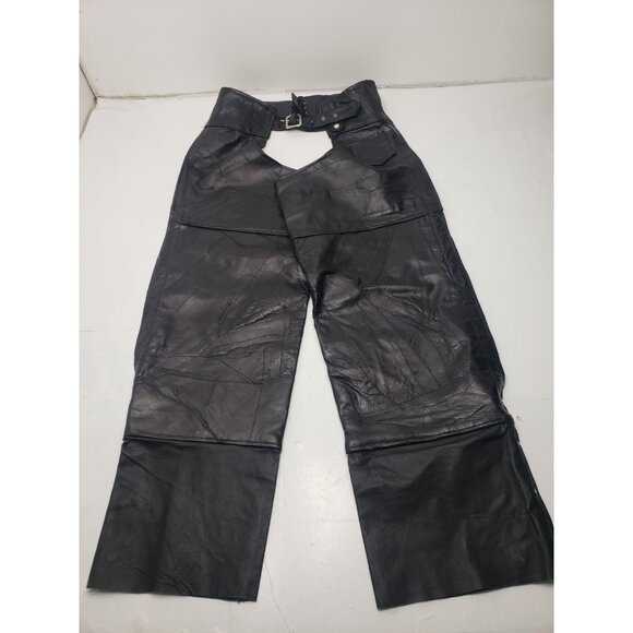Men's Diamond Plate Genuine Buffalo Leather Motorcycle Chaps Pants Size XL - Picture 1 of 16